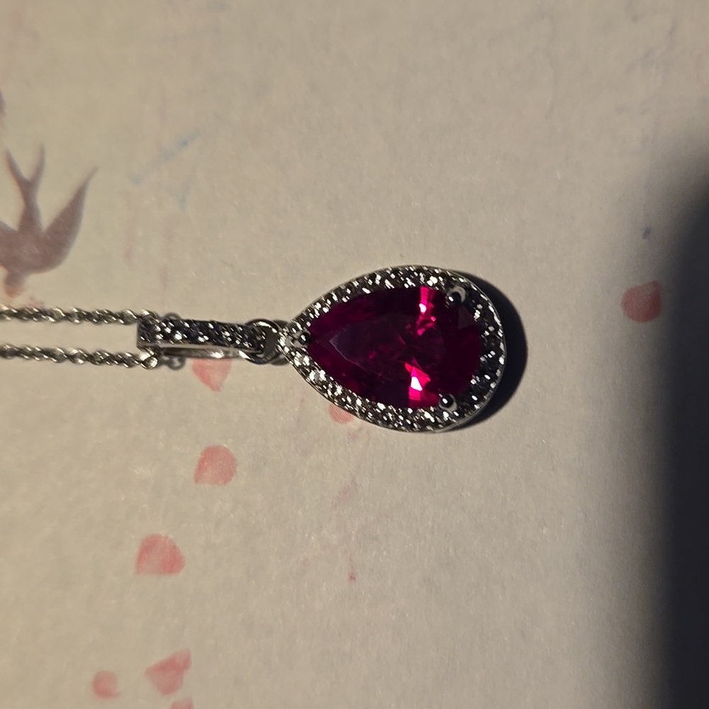 Lab created ruby necklace - Picture 5 of 7